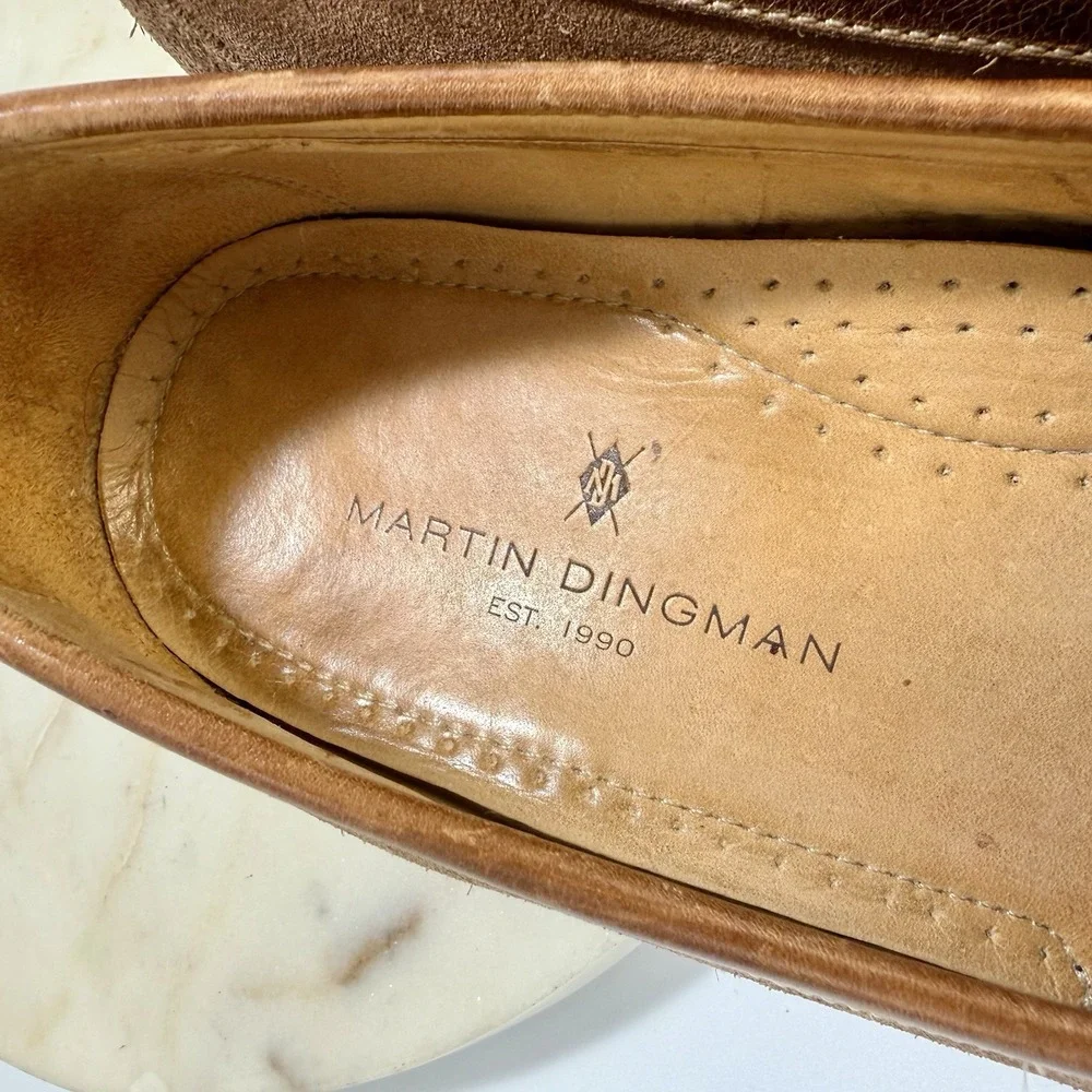 Martin Dingman Shoes Mens 10 Brown Suede Leather Loafer Slip On Lug Sole Moc Toe